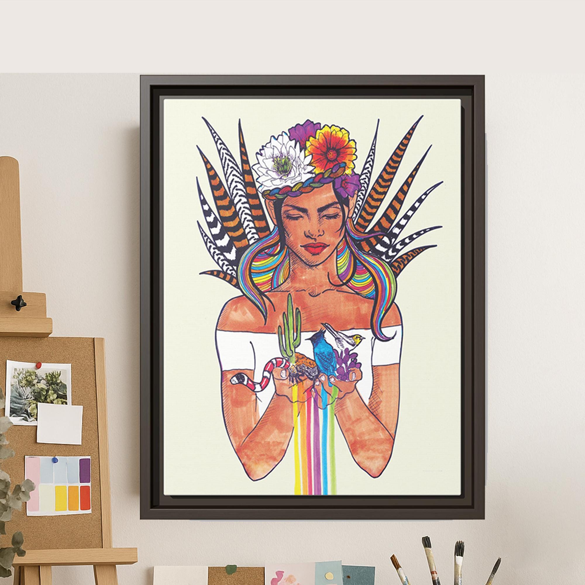 Desert Pride Wall Art Home Decor | Bold Feminist | Eco-Friendly | Femme on Fire Original | Gallery Style | 3 Frame Colors