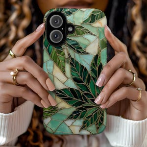 Gebrandschilderd glasprint cannabisblad telefoonhoesje kunst wietpot marihuana kunstzinnig trendy pothead cadeaucover voor iPhone Samsung Galaxy Google Pixel