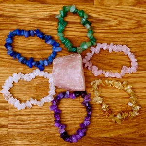 Natural Stone Chip Bracelet - Crystals
