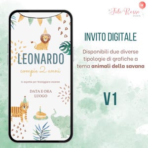 Invito DIGITALE di Compleanno - Tema Animali della Savana/Safari