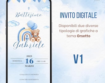DIGITAL Invitation Baptism - Teddy Bear