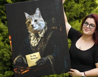 Personalized Royal Pet Portrait from Photo - Custom Renaissance Pet Portrait on Canvas