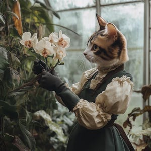Ritratto personalizzato di un animale domestico - Dolce signora con fiore - Arte floreale femminile per animali domestici - Tela, poster o ritratto digitale, regali divertenti per animali domestici