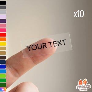x10 Personalised Clear Vinyl Stickers: Custom Text Labels, Water Resistant