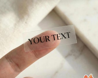 Personalisierter durchsichtiger Vinyl-Aufkleber: Benutzerdefiniertes Textetikett, wasserfest