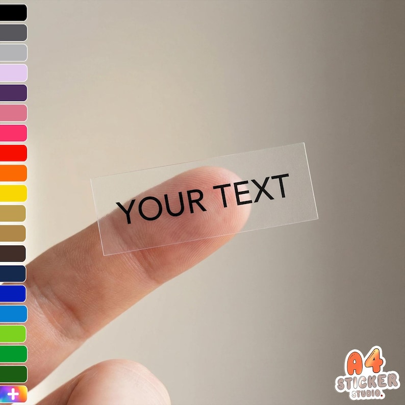 X3 Personalised Clear Vinyl Stickers: Custom Text Labels, Water ...
