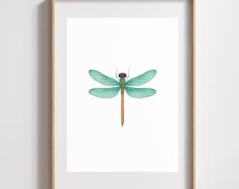 Breezy Dragonfly Watercolor Art Print • Minimalist Nature Nursery Wall Art