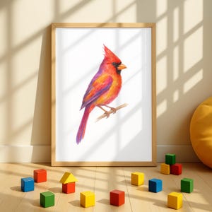 Red Cardinal Watercolor Print, Nature Wall Art