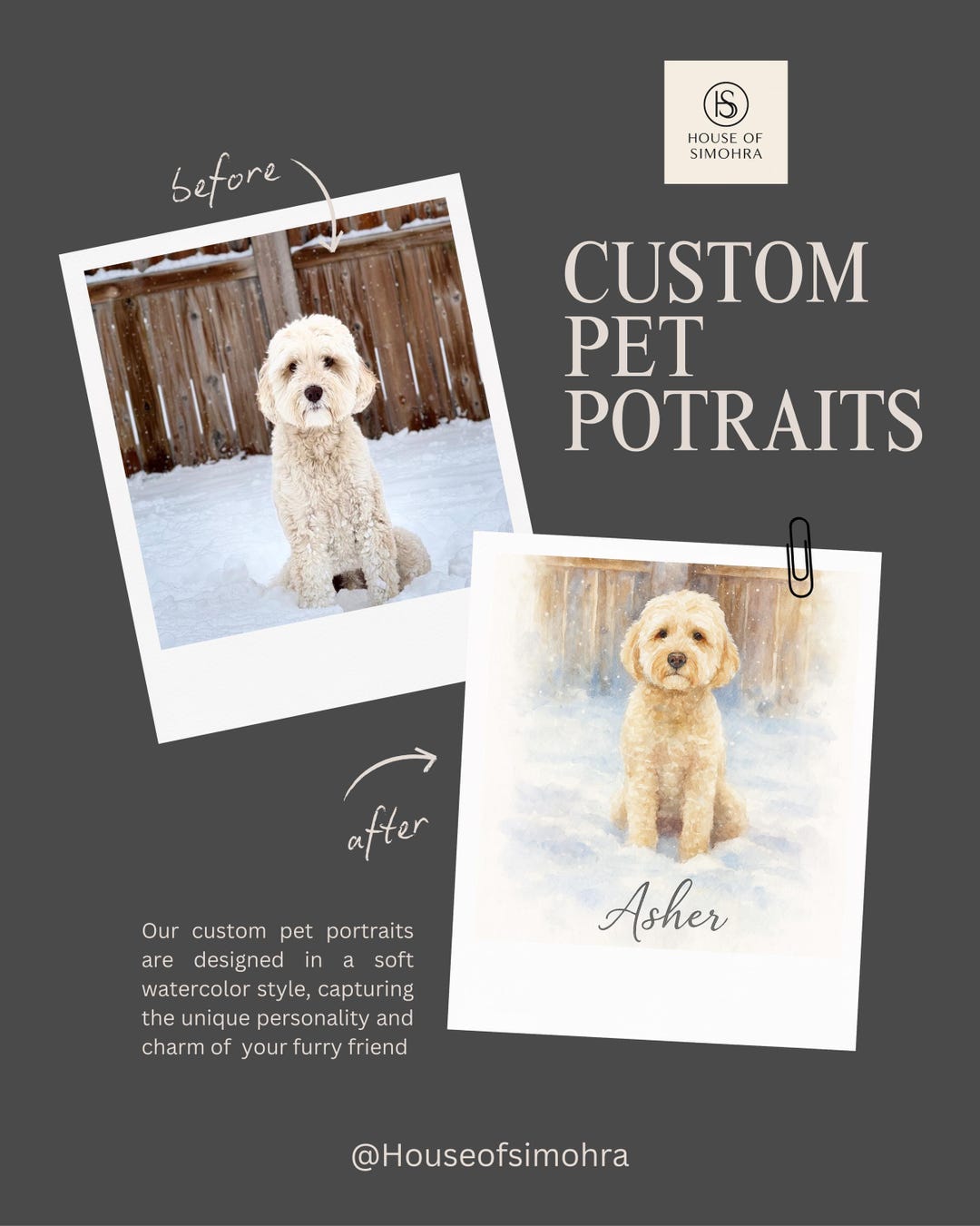 Custom Pet Portrait Watercolor Dog or Cat Art Memorial Gift for Pet ...