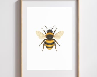 Bumblebee Watercolor Art Print for Bee-Happy Nursery  Garden Décor
