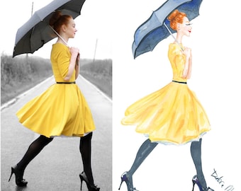 Custom Fashion Illustration, Custom Portrait for Website / Logo / Headers / Business Cards, Gift for her