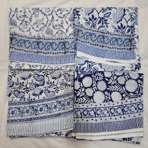 Boho Handmade Vintage Cotton Tablecloth, Square Round or Rectangle Table Cover, Indian Block Printed Cotton Floral Tablecloth, Dinning decor