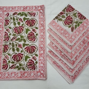 Handmade Block Print Placemats | Cotton Dining Table Mats | Rustic Farmhouse Table Decor | Boho Kitchen & Wedding Linen.