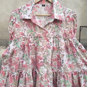 Boho Floral Cotton Dress – Handmade Summer Maxi Dress – Vintage Style Casual Beach Outfit – Bohemian casual outfit.