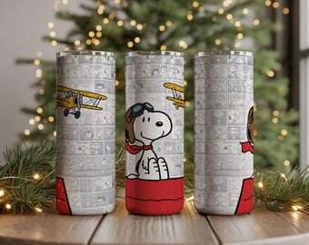 Flying Beagle Tumbler Wrap Set: Vintage Fliegerhund PNG (Digital)