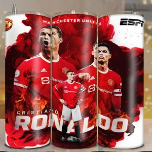 Vaso de 20 oz de Cristiano Ronaldo CR7 con envoltorio PNG, archivo digital
