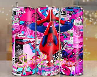 Emballage de gobelet super-héros : fichier PNG Spiderman 20 oz (téléchargement numérique