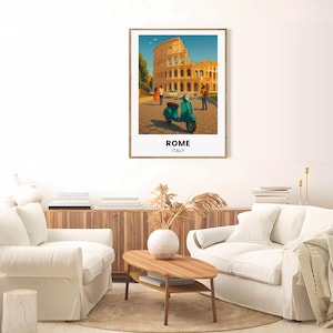 Poster di viaggio / Stampa artistica da parete di Roma / Poster della città del Colosseo / Opera d'arte di un punto di riferimento italiano / Dimensioni cornice IKEA