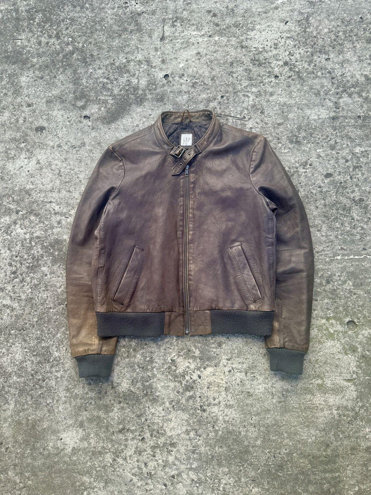 ジャケット・アウター old gap brown leather jackets VINTAGE GAP Blue Jeans World Standard Brown Leather Jacket