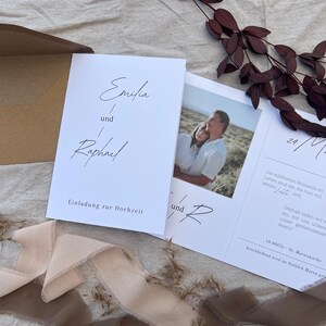 ab 25Stk. Hochzeitseinladungskarte oder Hochzeitseinladungskarten Set, Klappkarte, 300 g/qm Bilderdruckpapier matt, DINA6 (105x148 mm) hoch