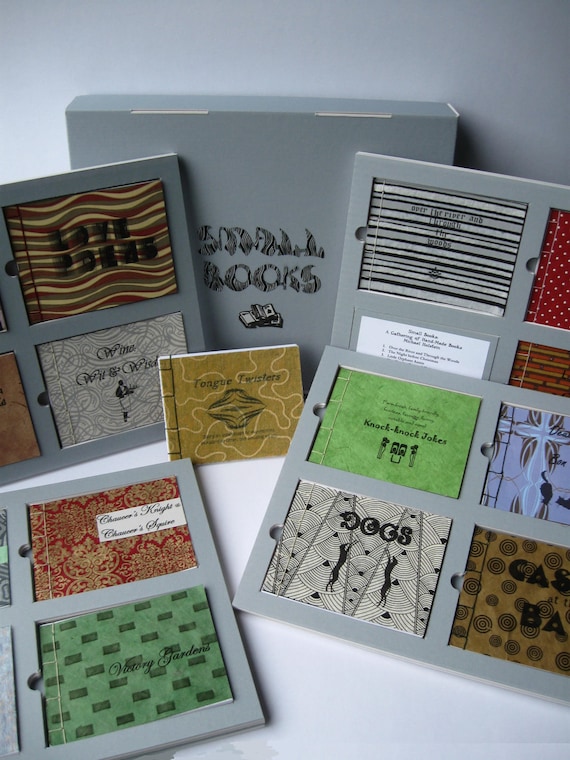 Small Books: 16 Hand-made, artisan Books Inset in Framed Pages, Thumb Holes  for Easy Retrieval, Housed in a Reinforced Clamshell Box 