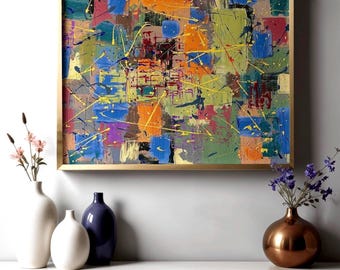 Abstract art, digital download, colorful, bright, contemporary wall art print, decoration for living room, bedroom, hallway, office...