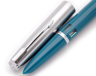 Wing Sung 601 Vacumatic Fountain Pen - Turquoise Blue, Steel Cap