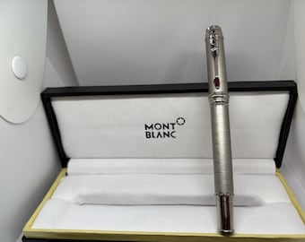 Smooth Montblanc Silver Body Design Rollerball Pen - Black Refill Comes with Box