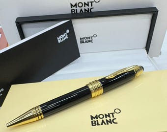 Premium Montblanc JFK Edition Black Golden Ballpoint Pen - Black Refill