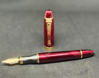 Pluma estilográfica Jinhao x450 Royal Red – Detalles dorados, plumín mediano