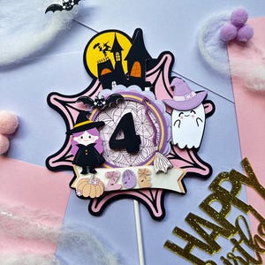 Personalized Pastel Halloween Cake Topper: Spooky Birthday Party Decor
