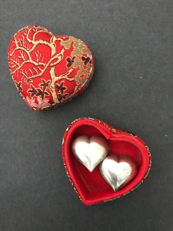 Vintage Puffy Heart Earrings Sterling Silver Clip-