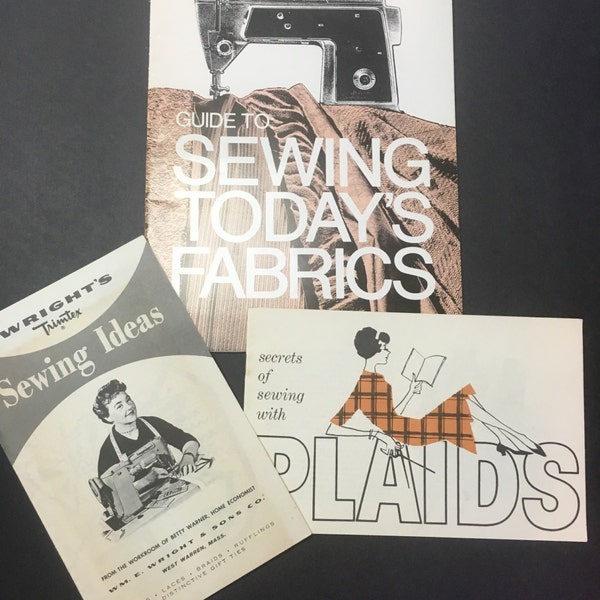 Vintage Sewing How-To Guides from Wright's Trim, BHG, and Dan River Secrets of Sewing with Plaids, Today's Fabrics, Handmade Gift Ideas