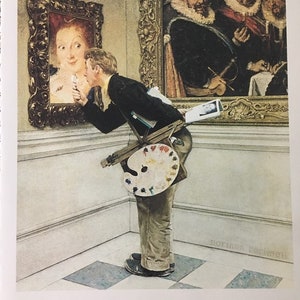 Vintage Norman Rockwell &#39;Art Critic&#39; Artist in Museum Unframed Print 11.75&quot; by 15&quot;