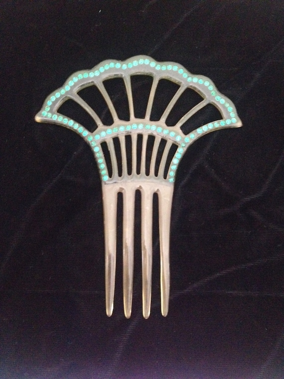 Vintage Green Hair Comb mantilla celluloid 1940’s Vintage Ombre Effect Green Celluloid Hair Comb/mantilla by  main image 2