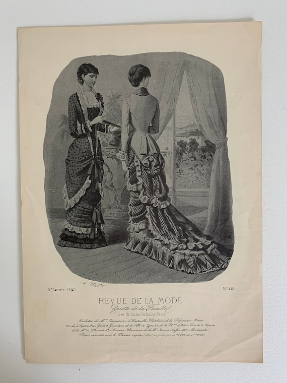 Vintage French Victorian Fashion Illustration Revue De La Mode - Etsy
