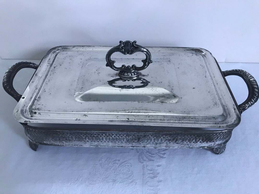 Vintage Casserole Holder With Lid Ornate Silver Plate NO DISH Etsy
