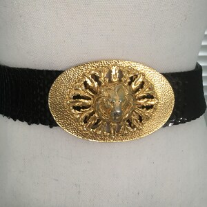 Vintage Gold Lion Head Sunburst Belt Buckle for Wide Cinch Belt