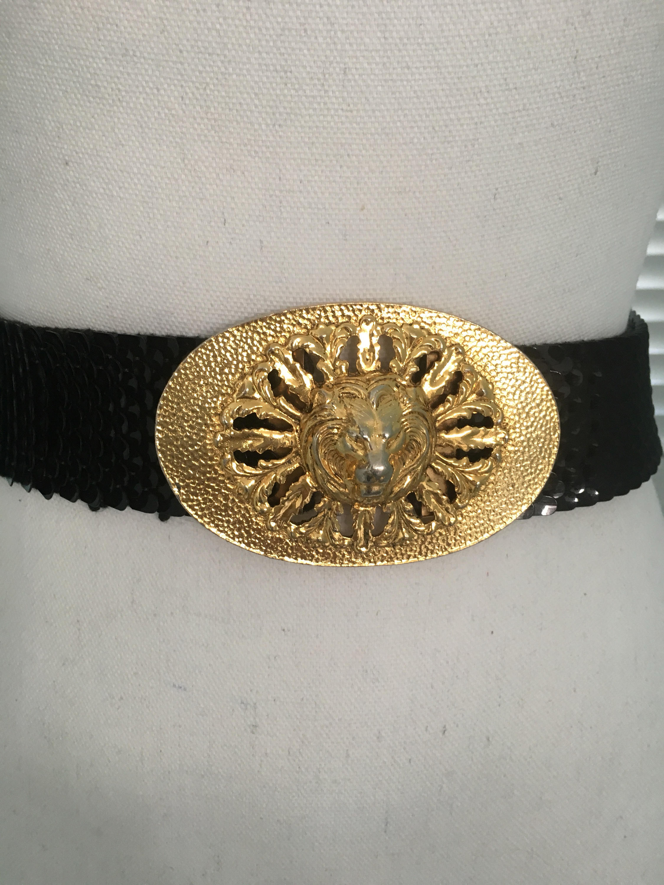 Vintage Gold Lion Head Sunburst Belt Buckle for Wide Cinch  display picture 2