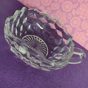 Vintage Fostoria American Block Cube Nappy Candy Dish Bowl with Handle