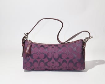Coach Hampton Semi Demi Bag Purple y2k★ Vtg COACH Hampton Canvas/leather Y2K Demi Pouch Mini