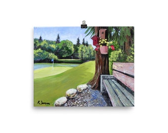 Coaches Corner, Blue Ocean Golf Club, giclee print, from golf landscape painting by Roland Jensen