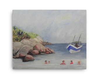 Playa Arrrocito, Giclee on Canvas, from my painting at Huatulco, Mexico, fine art, wall art, ready to hang