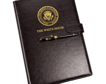 White House Presidential Leather Folder and Donald Trump Signature Pen Set