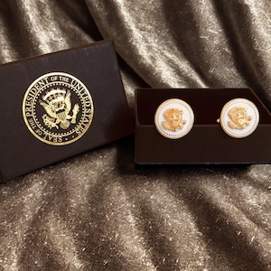 24k Gold Plated Eagle Cufflinks: Presidential Blue Cobalt Design