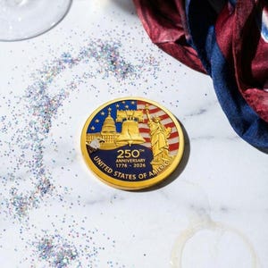 USA 250th Anniversary Coin - American Independence Commemorative Medal 1776-2026 Patriotic Liberty Eagle Flag immagine 8
