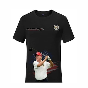 President Trump Comeback Golf Play USA Flag Presidential Crewneck Black T Shirt - T shirt custom - T shirts custom