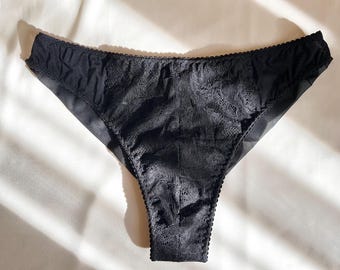 Culotte brésilienne noire en résille avec empiècement en dentelle - Lingerie homme - Retrouvaille Homme