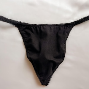 Svarta stringtrosor i modalbomull med axelband för män - herrunderkläder - Retrouvaille Homme