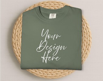Model T-shirt Comfort Colors 1717 | Overhemd van mos plat gelegd JPG | Digitale download in bohostijl